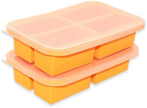 Bandejas de Silicona para Congelar con Tapa, Paquete de 2, Contenedores de Silicona de Fácil Liberación, Moldes para Congelar Sopa, Congela y Almacena Sopa, Caldo, Salsa, Sobras – Hace 8 Porciones Perfectas de 1 Taza  | Contenedores de alimentos Contenedores de alimentos Contenedores de alimentos