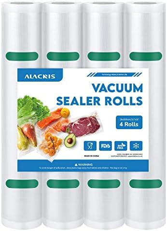 Bolsas de Sellado al Vacío 11″X16′ Rollos 4 Paquetes para Food Saver, Seal A Meal, Libre de BPA, Resistente, Ideal para Almacenamiento al Vacío, Preparación de Comidas o Sous Vide  | Dispensadores de jarabe y miel Dispensadores de jarabe y miel Dispensadores de jarabe y miel