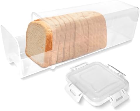 Caja de pan con tapa hermética y bandeja, contenedor de almacenamiento para pan fresco, dispensador para almacenamiento de pan de molde, guardapán de plástico libre de BPA.  | Cajas de pan Cajas de pan Cajas de pan