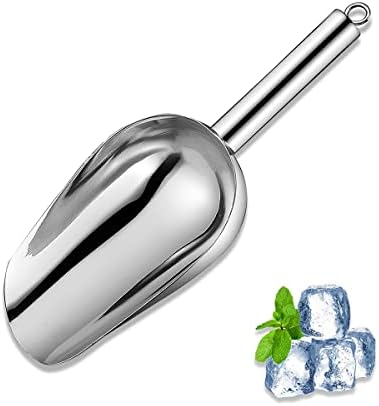 Cucharón de Metal para Hielo de 6 Oz, Cucharón de Cocina para Máquina de Hielo, Cucharas Pequeñas para Comida en Bar, Fiesta, Boda y Comida para Mascotas, Acero Inoxidable Plateado  | Cucharas comerciales para alimentos Cucharas comerciales para alimentos Cucharas comerciales para alimentos