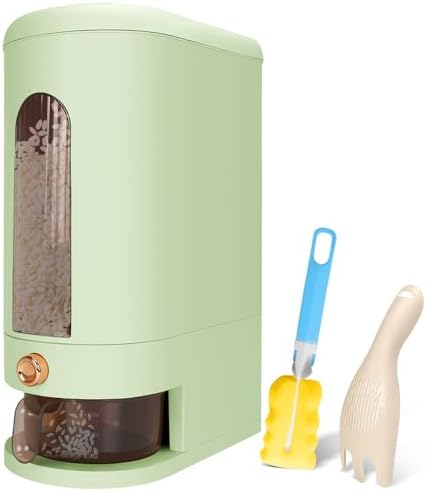 Dispensador de Arroz de 25 Lbs, Dispensador de Cereal Grande con Taza Medidora y Escala de Tiempo, Cilindro Medidor con Caja Fresca Incorporada, Contenedor de Alimentos Secos a Prueba de Humedad para la Cocina del Hogar (Verde)  | Dispensadores de comida Dispensadores de comida Dispensadores de comida