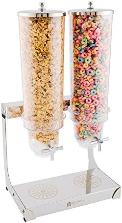 Dispensador de cereales de encimera Met Lux de 3 litros, dispensador de alimentos de doble compartimento – dispensador de nueces de acero inoxidable recargable para almacenamiento de alimentos en la cocina o despensa.  | Dispensadores de comida Dispensadores de comida Dispensadores de comida