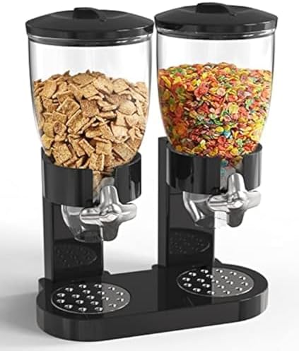 Dispensador Doble de Alimentos – Dispensador de Alimentos Secos Perfecto para Dulces, Nueces, Arroz, Granola, Cereal y Más. ¡Dispensa 1 Onza por Giro! Almacena Alimentos y Mantiene Tu Comida Fresca.  | Dispensadores de comida Dispensadores de comida Dispensadores de comida