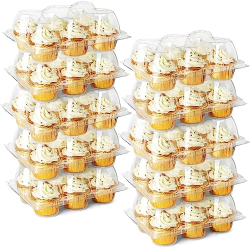 Envases para Cupcakes 6 Unidades, Paquete de 40, Cajas Transparentes para Media Docena de Cupcakes, Soportes de Plástico para Muffins con Tapa Alta Desmontable, Transportadores de Cupcakes Desechables, Libre de BPA, Tamaño Estándar  | Transportadores de cupcakes Transportadores de cupcakes Transportadores de cupcakes