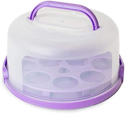 Purple Pie Pal, Transportador de Pasteles y Tartas con Asa Plana y Tapa Abovedada para Tartas y Pasteles Altos, Almacenamiento de Cupcakes, Además de Bandeja para Verduras/Fruitas/Nueces, Acomoda Pasteles y Tartas de 9 Pulgadas.  | Transportadores de pasteles Transportadores de pasteles Transportadores de pasteles