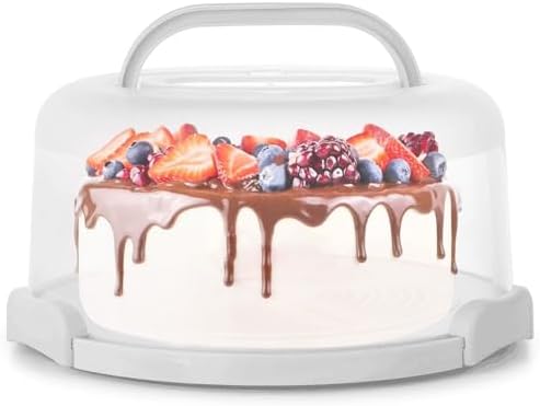 Transportador de Pasteles con Tapa y Asa – Soporte Grande para Pasteles Redondo de 10 Pulgadas con Cubierta – Contenedores de Almacenamiento de Pasteles Sin BPA, A Prueba de Aire – Caja para Transportar Cheesecake, Tartas, Nueces, Frutas  | Transportadores de pasteles Transportadores de pasteles Transportadores de pasteles