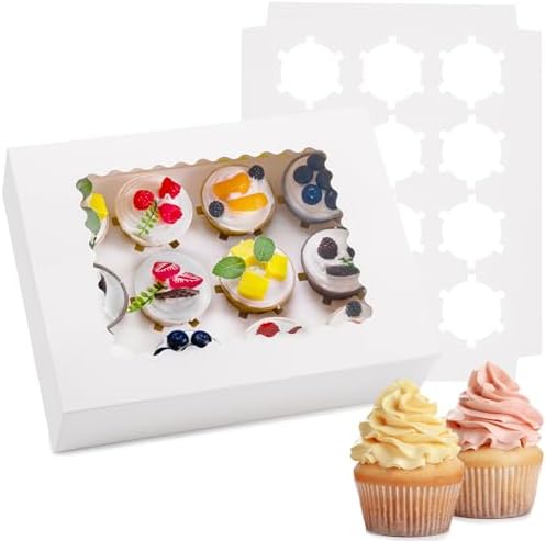 Cajas para Cupcakes de 6 Piezas – Contenedores para 12 Cupcakes con Ventana, Soporte para Cupcakes de Grado Alimenticio, Fácil de Transportar y Presentar – Ideal para Cupcakes, Postres y Más  | Transportadores de cupcakes Transportadores de cupcakes Transportadores de cupcakes